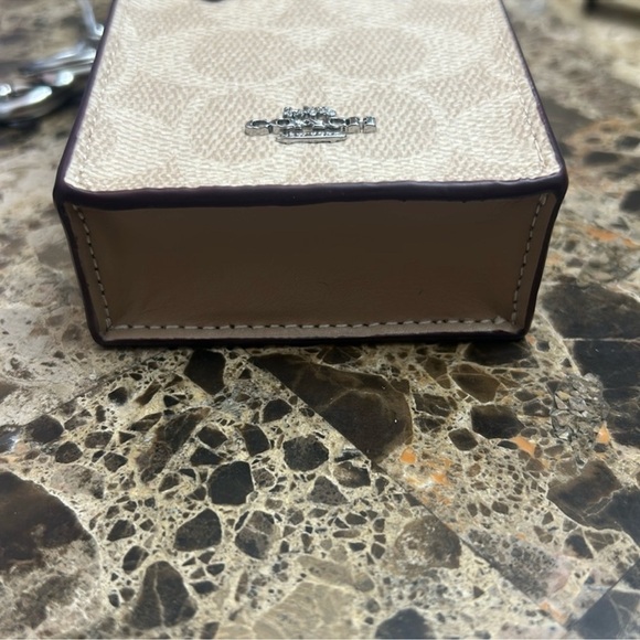 Coach Tan & White Mini Bag Charm with Gold Hardware NEW - Picture 4 of 10